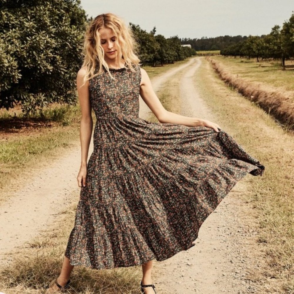 ISO: Dôen Raven Dress in Black Petit Jardin Print